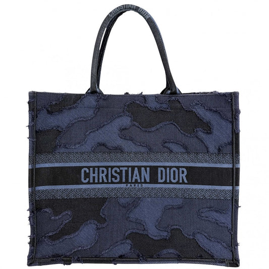 Christian Dior クリスチャンディオール トートバッグ ブックトート ハンドバッグ BOOK TOTE リゾートコレクション カムフラージュ キャンバス ネイビー 紺 レディース【中古品】