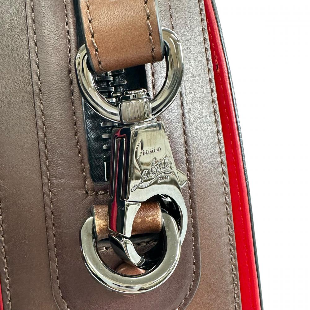 Christian Louboutin クリスチャンルブタン ビジネスバッグ ストリートウォール ハンドバッグ 2WAY カーフ ブラウン 茶 シルバー金具 メンズ【中古品】
