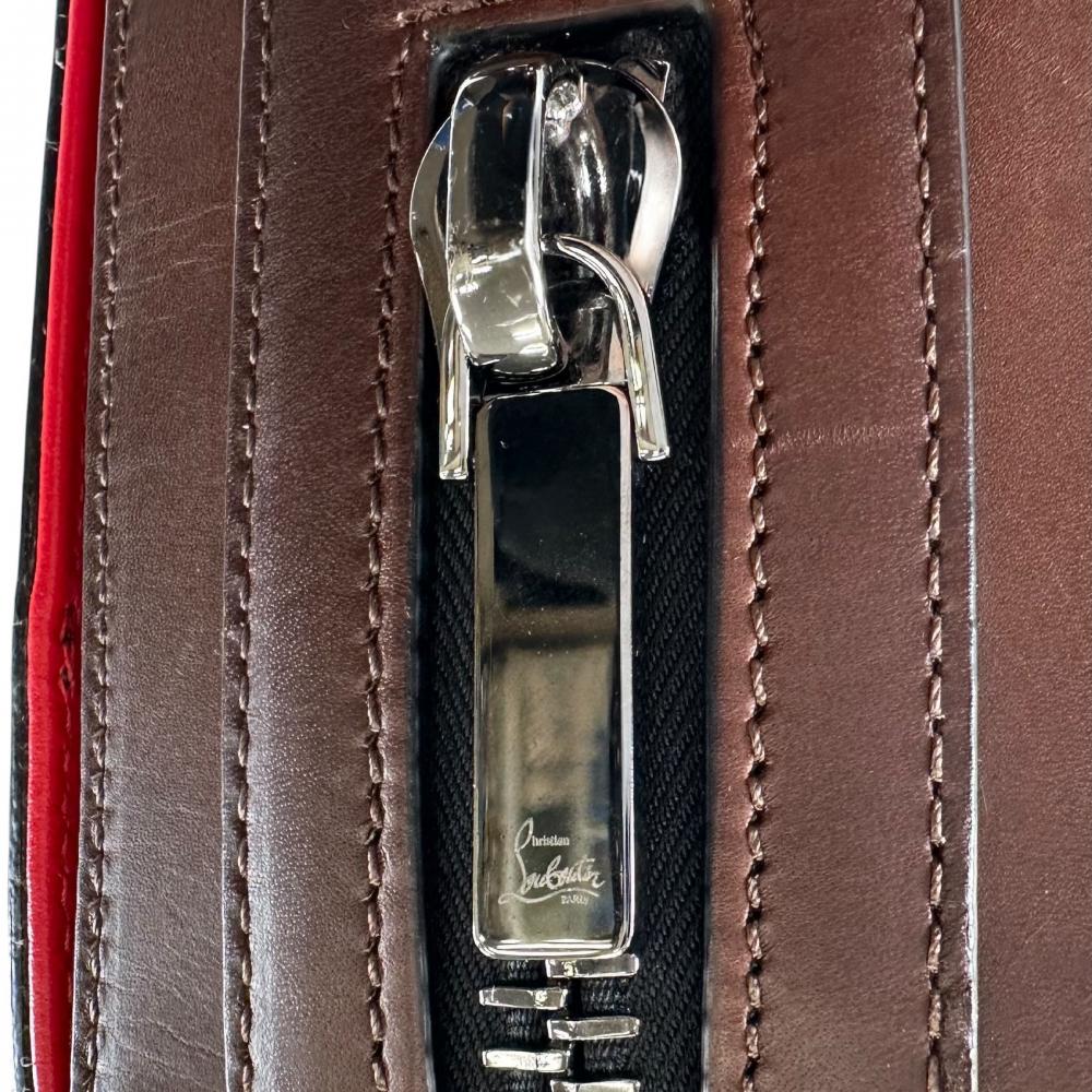 Christian Louboutin クリスチャンルブタン ビジネスバッグ ストリートウォール ハンドバッグ 2WAY カーフ ブラウン 茶 シルバー金具 メンズ【中古品】