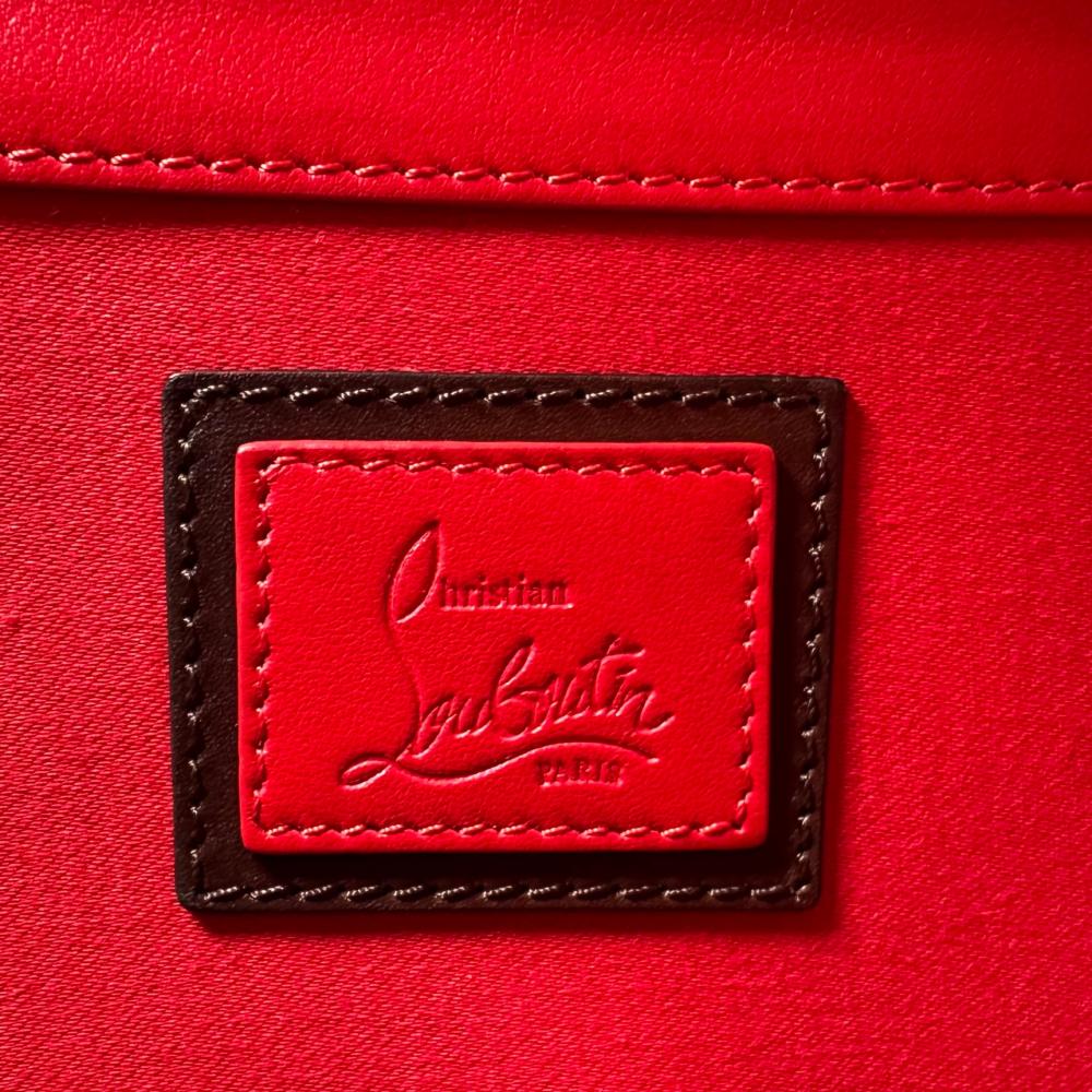 Christian Louboutin クリスチャンルブタン ビジネスバッグ ストリートウォール ハンドバッグ 2WAY カーフ ブラウン 茶 シルバー金具 メンズ【中古品】
