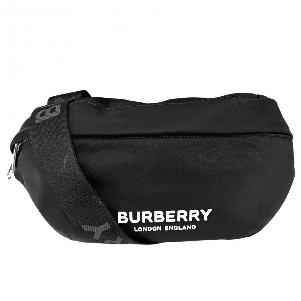 【開店SALE】 BURBERRY バーバリー ボディバッグ バムバッグ 8049095 ナイロン ブラック 黒 シルバー金具 メンズ【中古品】