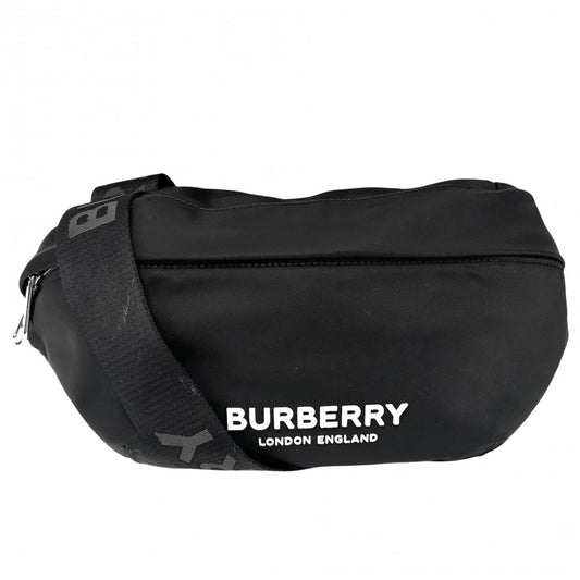 【開店SALE】 BURBERRY バーバリー ボディバッグ バムバッグ 8049095 ナイロン ブラック 黒 シルバー金具 メンズ【中古品】