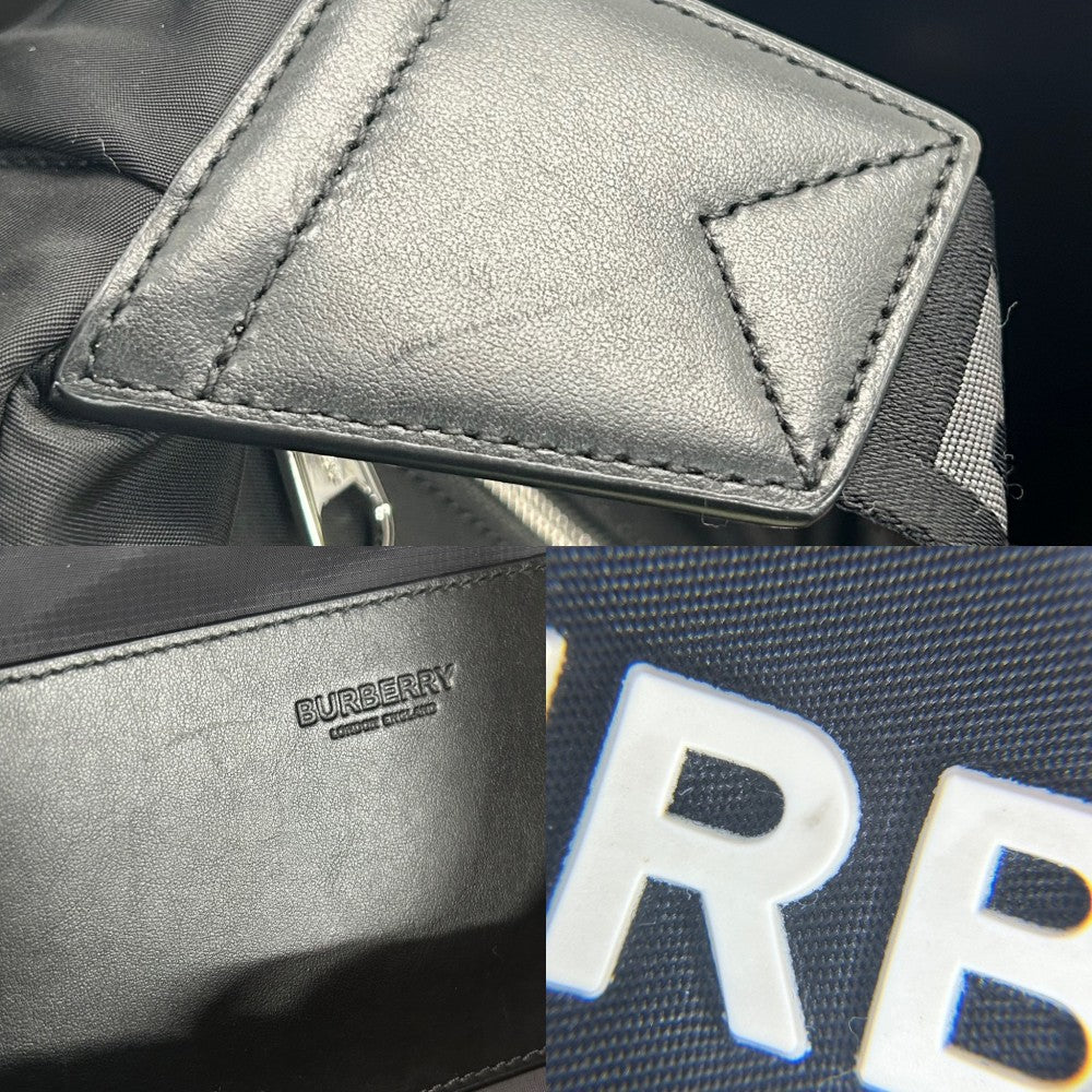 【開店SALE】 BURBERRY バーバリー ボディバッグ バムバッグ 8049095 ナイロン ブラック 黒 シルバー金具 メンズ【中古品】