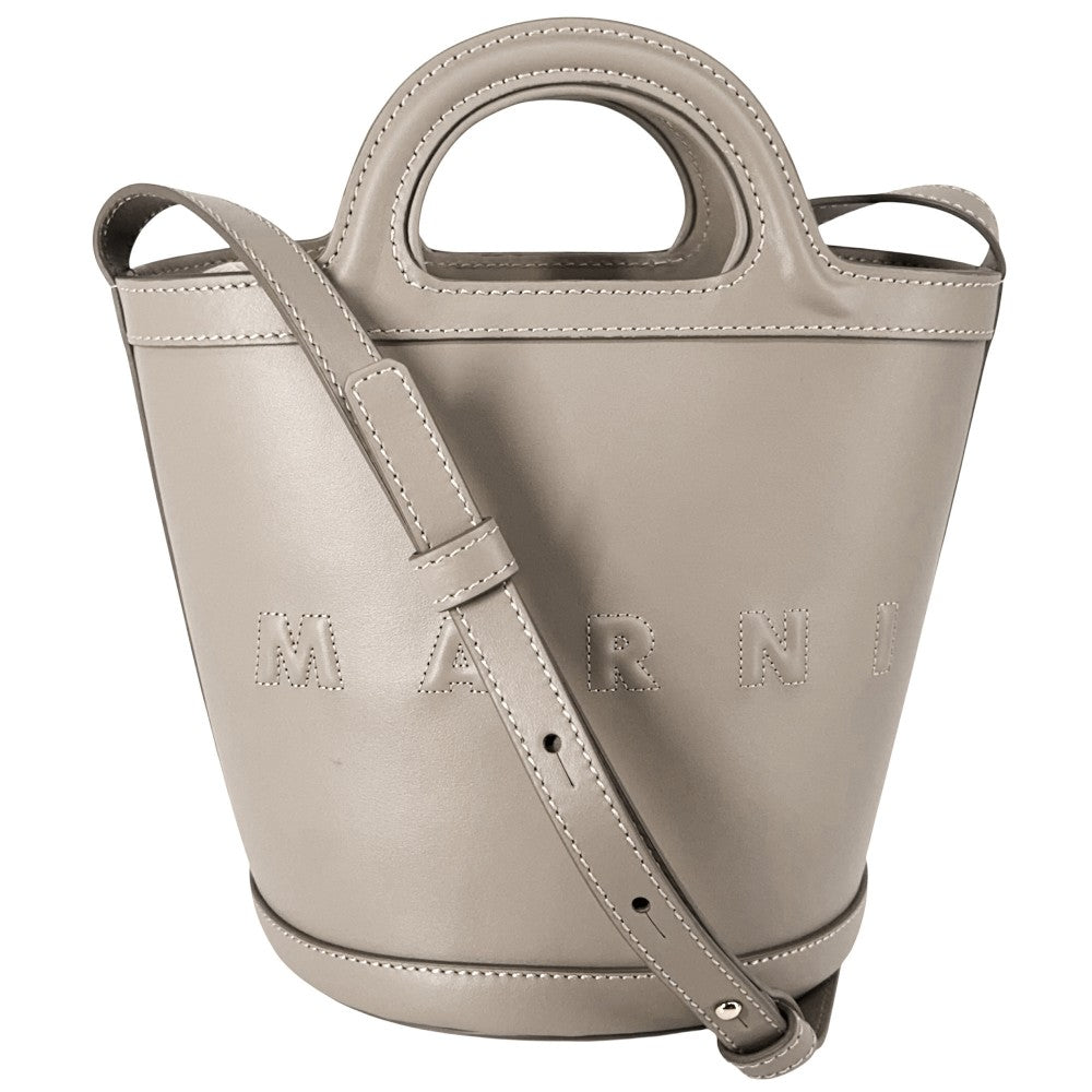 【開店SALE】 MARNI マルニ 2WAY TROPICALIAスモールバケットバッグ ハンドバッグ ショルダーバッグ SCMP0056U0 レザー ベージュ ゴールド金具 レディース【中古品】