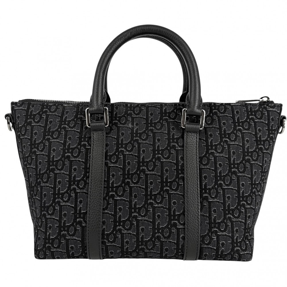 【開店SALE】 Christian Dior クリスチャンディオール ショルダーバッグ ウィークエンダー 25 オブリーク 日本限定 Weekender 25 1ESPO322YNZ キャンバス ブラック 黒 シルバー金具 メンズ【中古品】