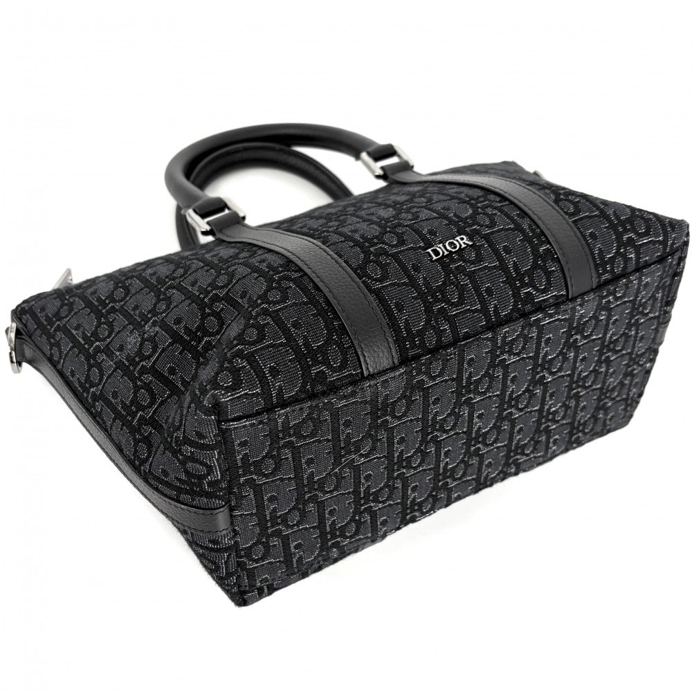 【開店SALE】 Christian Dior クリスチャンディオール ショルダーバッグ ウィークエンダー 25 オブリーク 日本限定 Weekender 25 1ESPO322YNZ キャンバス ブラック 黒 シルバー金具 メンズ【中古品】