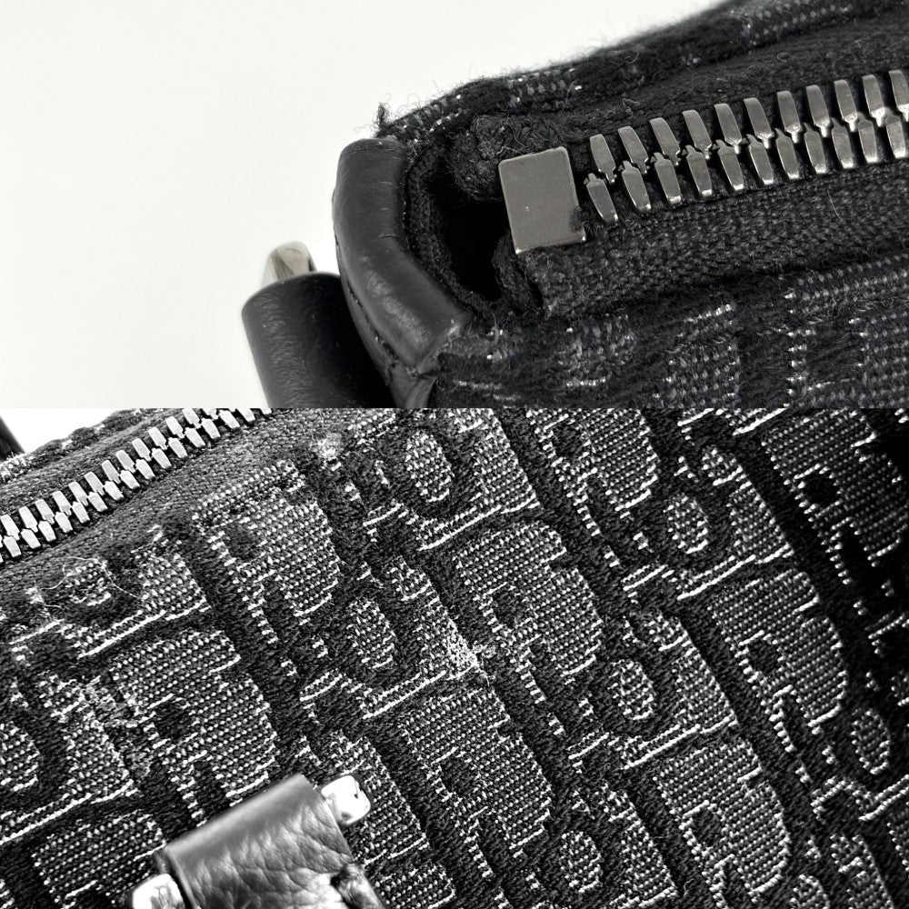 【開店SALE】 Christian Dior クリスチャンディオール ショルダーバッグ ウィークエンダー 25 オブリーク 日本限定 Weekender 25 1ESPO322YNZ キャンバス ブラック 黒 シルバー金具 メンズ【中古品】