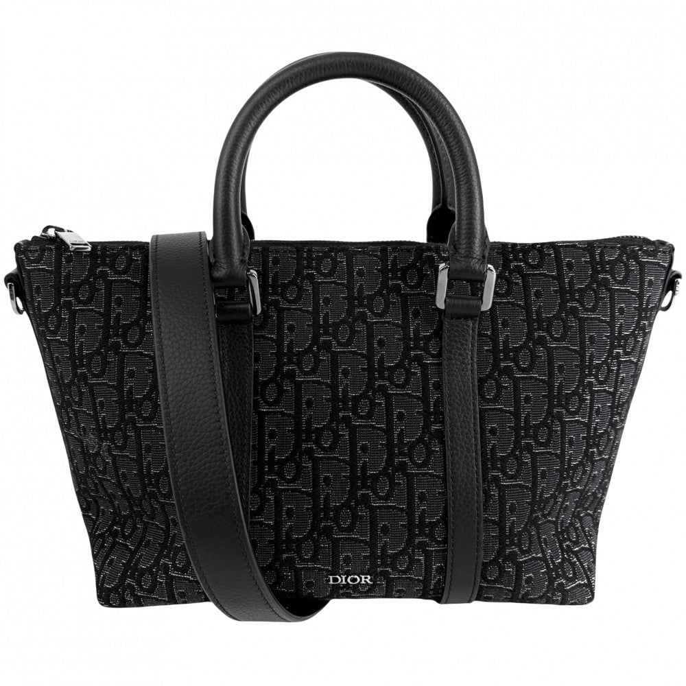 【開店SALE】 Christian Dior クリスチャンディオール ショルダーバッグ ウィークエンダー 25 オブリーク 日本限定 Weekender 25 1ESPO322YNZ キャンバス ブラック 黒 シルバー金具 メンズ【中古品】