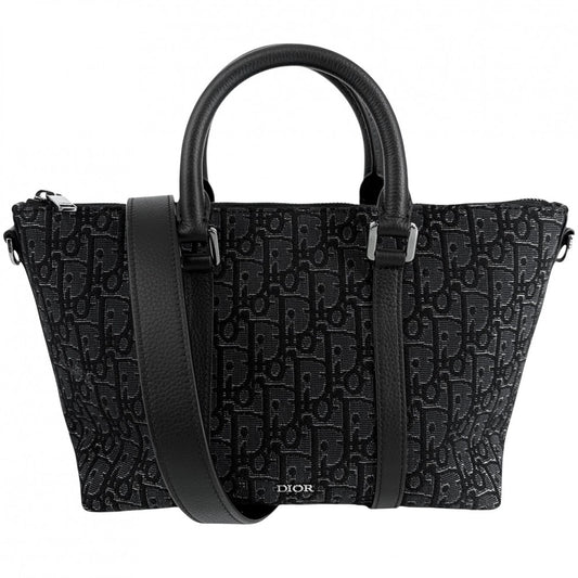 Christian Dior クリスチャンディオール ショルダーバッグ ウィークエンダー 25 オブリーク 日本限定 Weekender 25 1ESPO322YNZ キャンバス ブラック 黒 シルバー金具 メンズ【中古品】