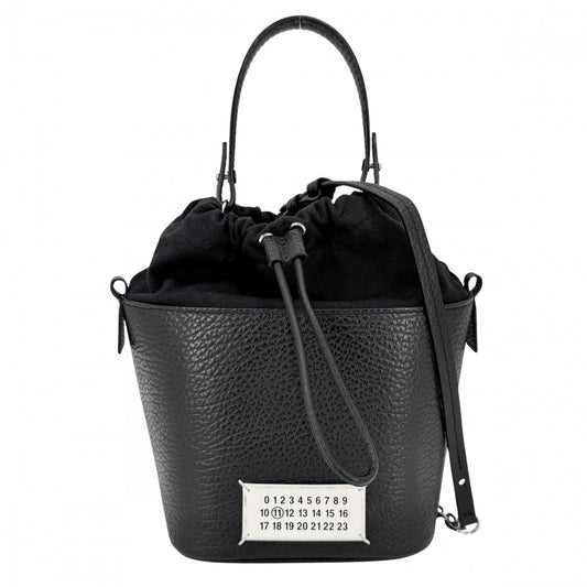 MAISON MARGIELA メゾンマルジェラ 2WAY 5AC バケットバッグ ハンドバッグ ショルダーバッグ レザー キャンバス ブラック 黒 シルバー金具 レディース【中古品】