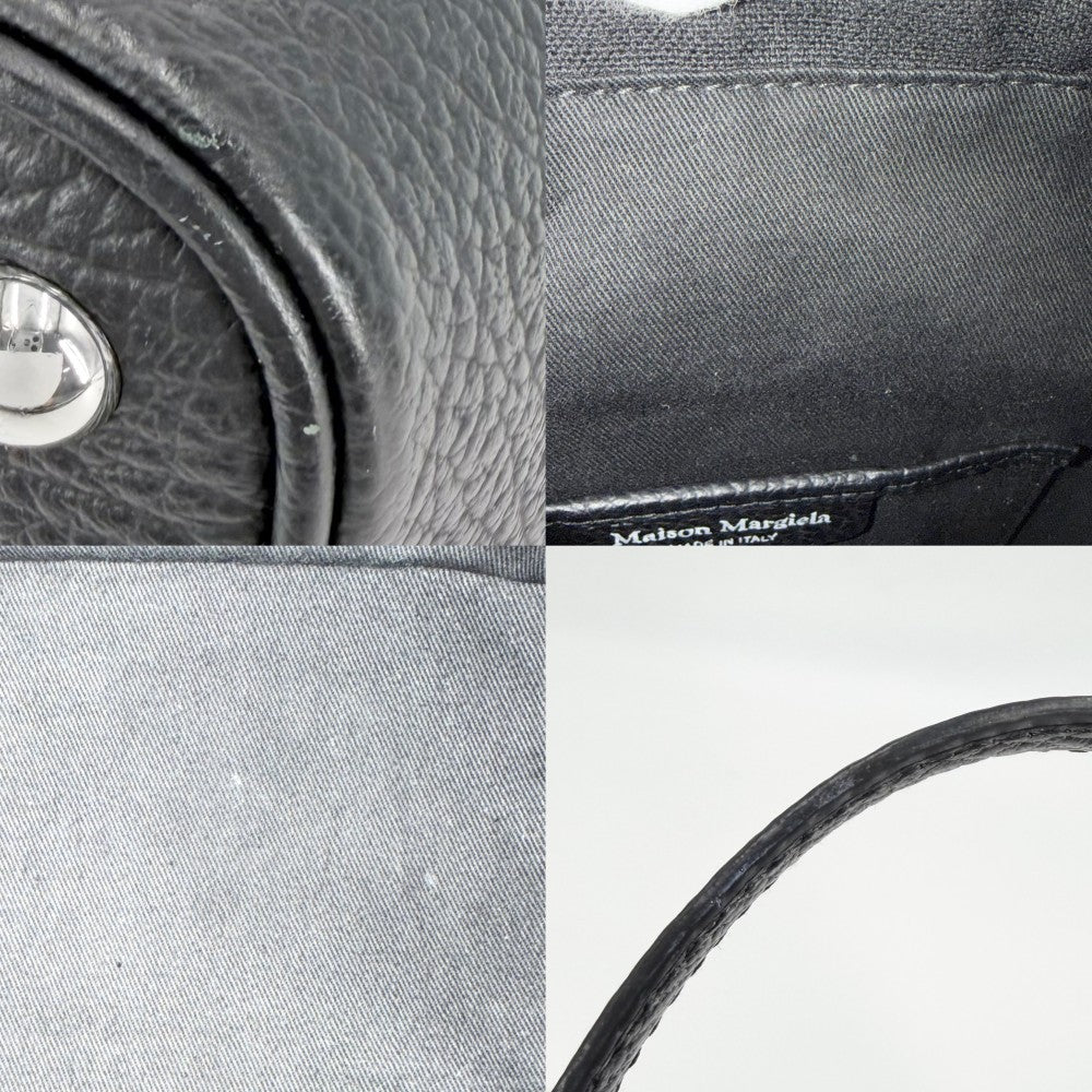 MAISON MARGIELA メゾンマルジェラ 2WAY 5AC バケットバッグ ハンドバッグ ショルダーバッグ レザー キャンバス ブラック 黒 シルバー金具 レディース【中古品】
