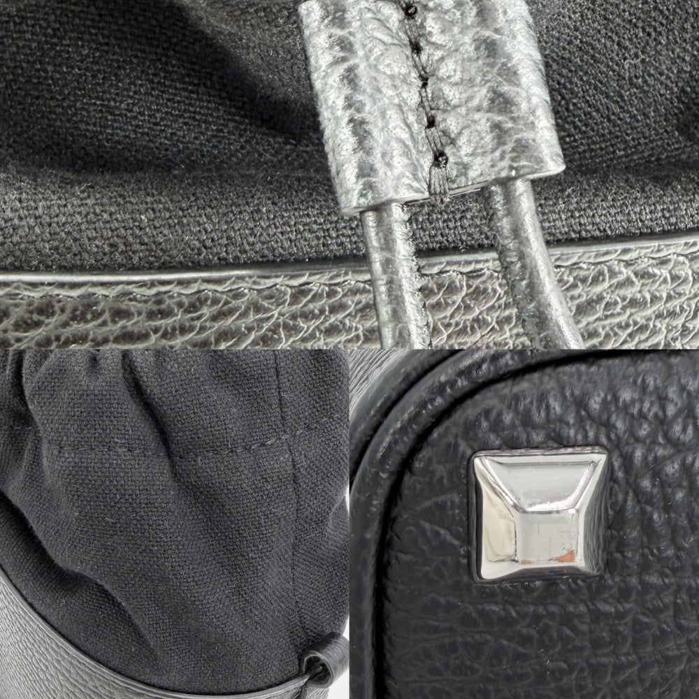 MAISON MARGIELA メゾンマルジェラ 2WAY 5AC バケットバッグ ハンドバッグ ショルダーバッグ レザー キャンバス ブラック 黒 シルバー金具 レディース【中古品】