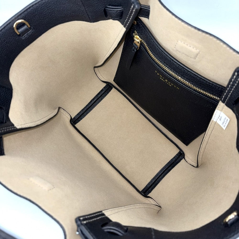 Tory Burch トリーバーチ 2WAY ロミースモールトートバッグ ハンドバッグ ショルダーバッグ 164866 レザー ブラック 黒 ゴールド金具 レディース【中古品】