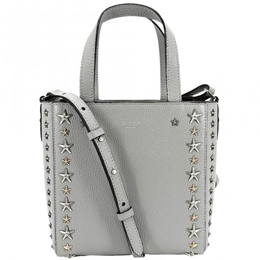 JIMMY CHOO ジミーチュウ 2WAY ミニペガシ ショルダーバッグ ハンドバッグ スタースタッズ レザー グレー シルバー×ゴールド金具 レディース【中古品】