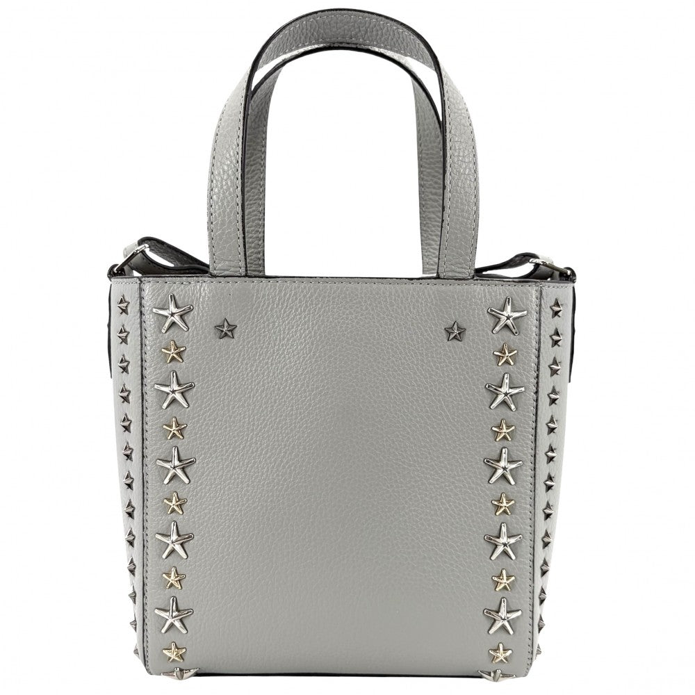 JIMMY CHOO ジミーチュウ 2WAY ミニペガシ ショルダーバッグ ハンドバッグ スタースタッズ レザー グレー シルバー×ゴールド金具 レディース【中古品】