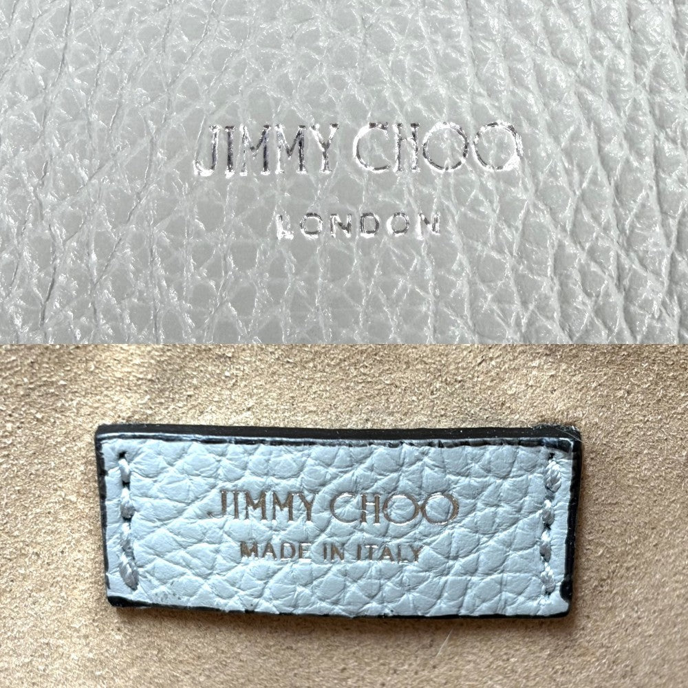 JIMMY CHOO ジミーチュウ 2WAY ミニペガシ ショルダーバッグ ハンドバッグ スタースタッズ レザー グレー シルバー×ゴールド金具 レディース【中古品】