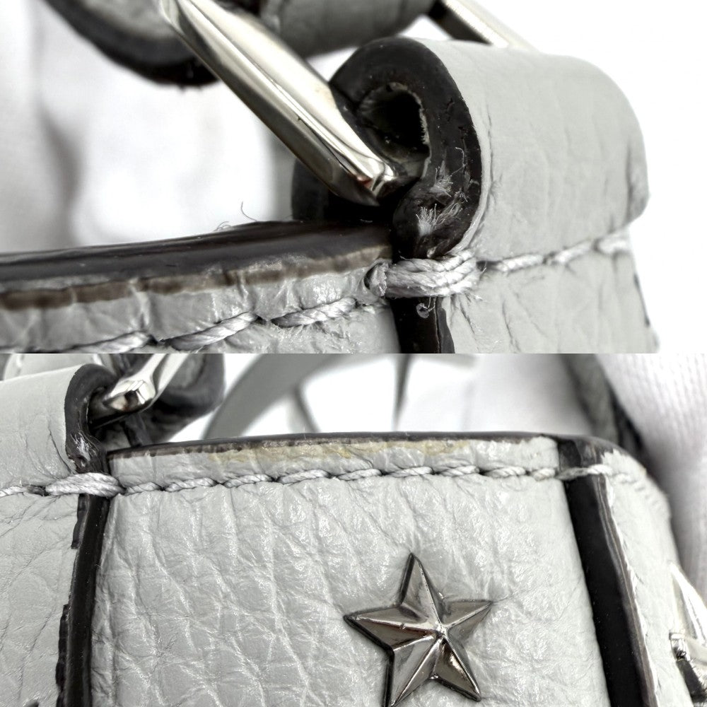 JIMMY CHOO ジミーチュウ 2WAY ミニペガシ ショルダーバッグ ハンドバッグ スタースタッズ レザー グレー シルバー×ゴールド金具 レディース【中古品】