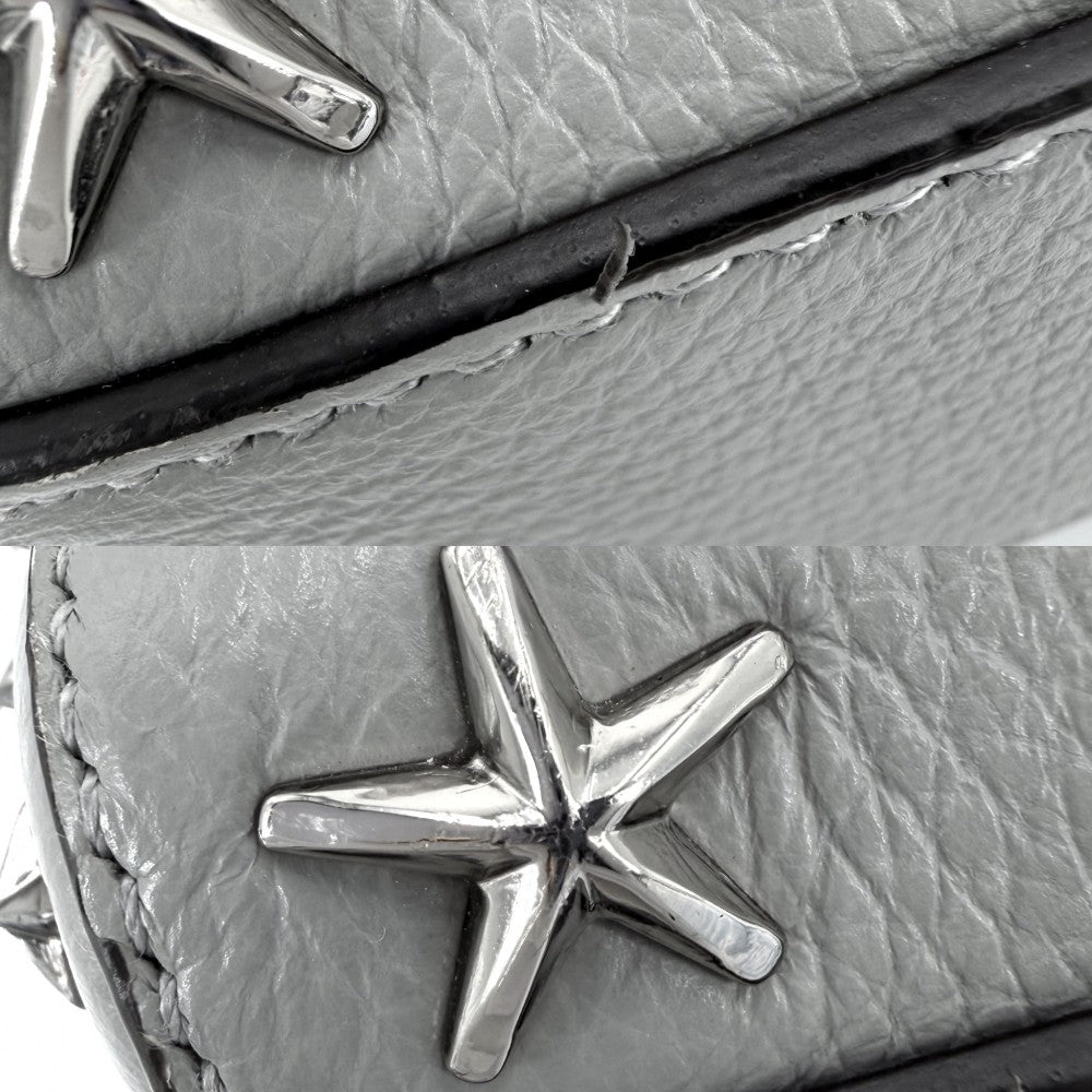 JIMMY CHOO ジミーチュウ 2WAY ミニペガシ ショルダーバッグ ハンドバッグ スタースタッズ レザー グレー シルバー×ゴールド金具 レディース【中古品】