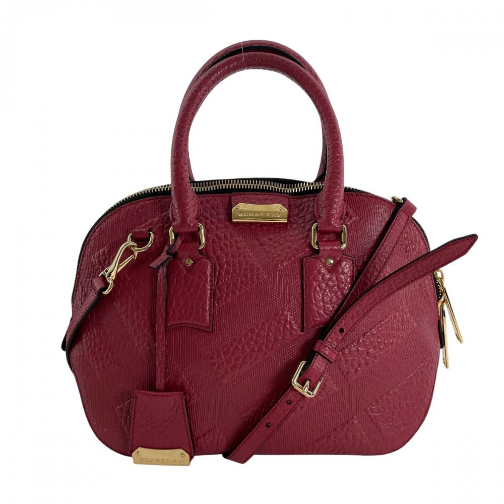 BURBERRY バーバリー ショルダーバッグ ヘリテージライン オーチャード 2WAY 3994386 グレインカーフレザー レッド 赤 ゴールド金具 レディース【中古品】