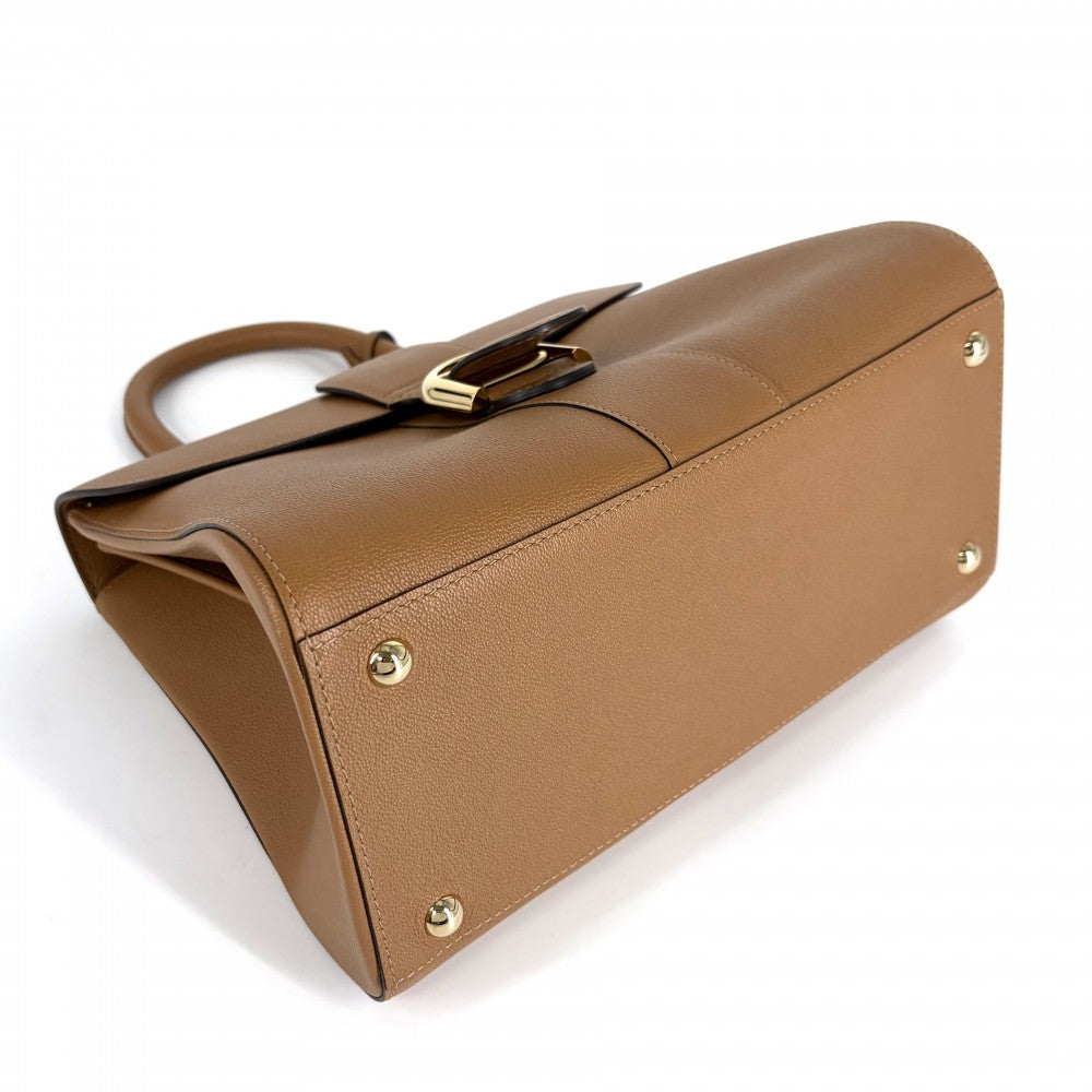 2WAY デルヴォー ブリヨンMM ハンドバッグ ショルダーバッグ DELVAUX レザー ブラウン 茶 ゴールド金具 レディース【中古品】