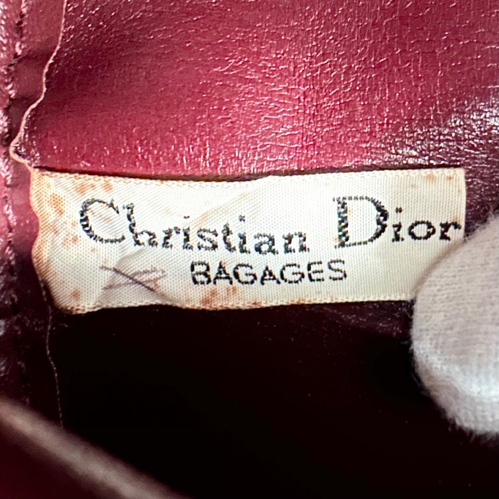 Dior ディオール ボストンバッグ トロッター オールドディオール 23212 ポリエステル 牛革 ボルドー ゴールド金具 メンズ【中古品】