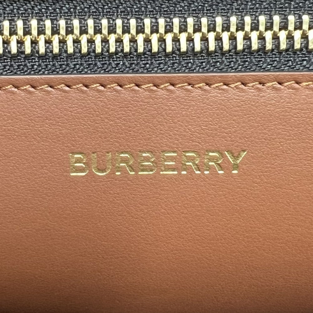 【開店SALE】 BURBERRY バーバリー クラッチバッグ TBロゴ セカンドバッグ 総柄 PVCコーティングキャンバス レザー ブラウン 茶 ベージュ ゴールド金具 メンズ【中古品】
