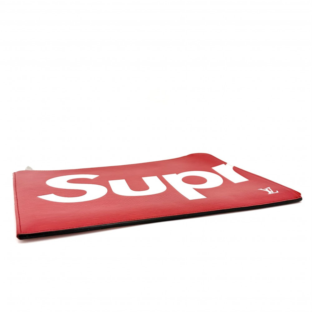 LOUIS VUITTON ルイヴィトン クラッチバッグ エピ ポシェット・ジュールGM シュプリームコラボ Supreme セカンドバッグ M67722 レッド 赤 ホワイト 白 シルバー金具 メンズ【中古品】