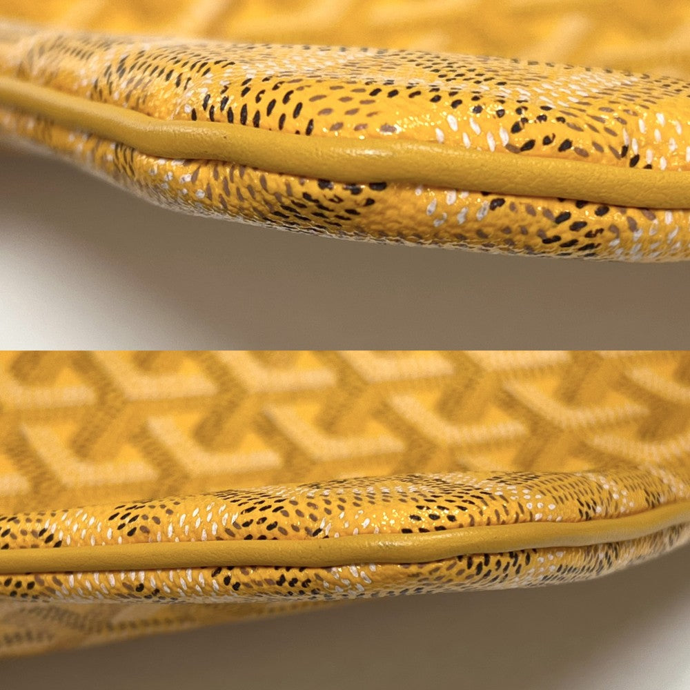 GOYARD ゴヤール クラッチバッグ ヘリンボーン セナMM セカンドバッグ コーティングキャンバス レザー イエロー シルバー金具 メンズ【中古品】
