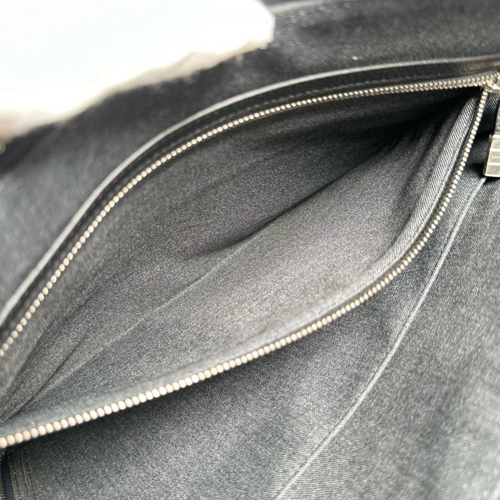 DIOR HOMME ディオール・オム クラッチバッグ セカンドバッグ ポートフォリオ レザー ネイビー 紺 ブラック 黒 シルバー金具 メンズ【中古品】