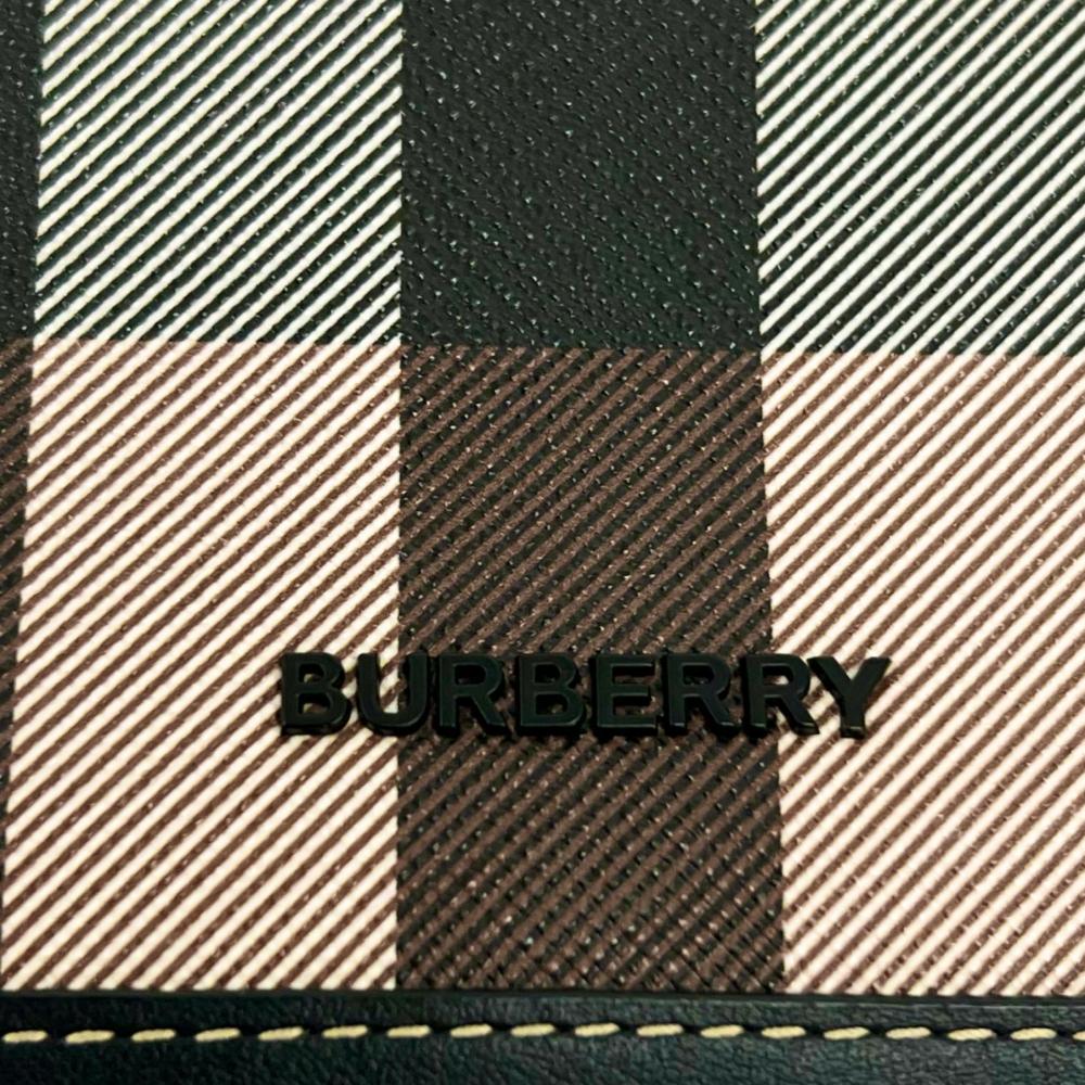 BURBERRY バーバリー クラッチバッグ ロゴ 80508291 レザー ブラック 黒 ブラウン 茶 シルバー金具 メンズ【中古品】