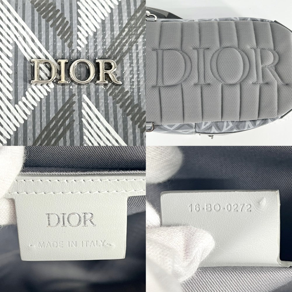 【開店SALE】 Dior ディオール ボディバッグ RIDER CDダイヤモンド ミニスリングバッグ ライダー 1ESBO038CDP PVCコーティングキャンバス レザー グレー シルバー金具 メンズ【中古品】