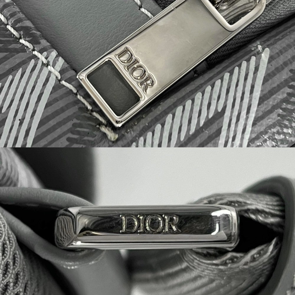 【開店SALE】 Dior ディオール ボディバッグ RIDER CDダイヤモンド ミニスリングバッグ ライダー 1ESBO038CDP PVCコーティングキャンバス レザー グレー シルバー金具 メンズ【中古品】