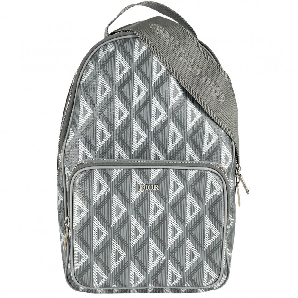 【開店SALE】 Dior ディオール ボディバッグ RIDER CDダイヤモンド ミニスリングバッグ ライダー 1ESBO038CDP PVCコーティングキャンバス レザー グレー シルバー金具 メンズ【中古品】