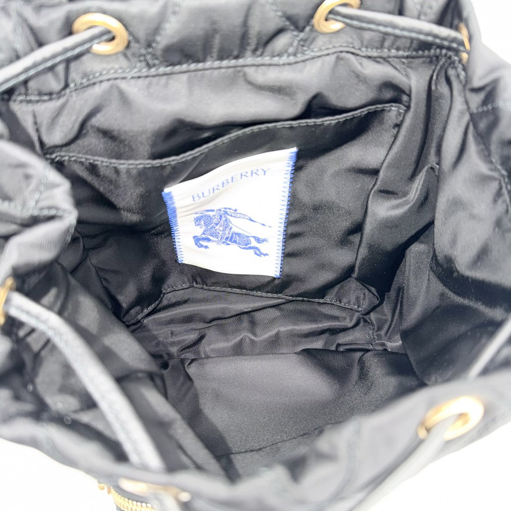 【開店SALE】 BURBERRY バーバリー リュック キルティング ミニ ホースシュー バックパック ノバチェック 8118748 ナイロン ブラック 黒 ベージュ ゴールド金具 レディース【中古品】