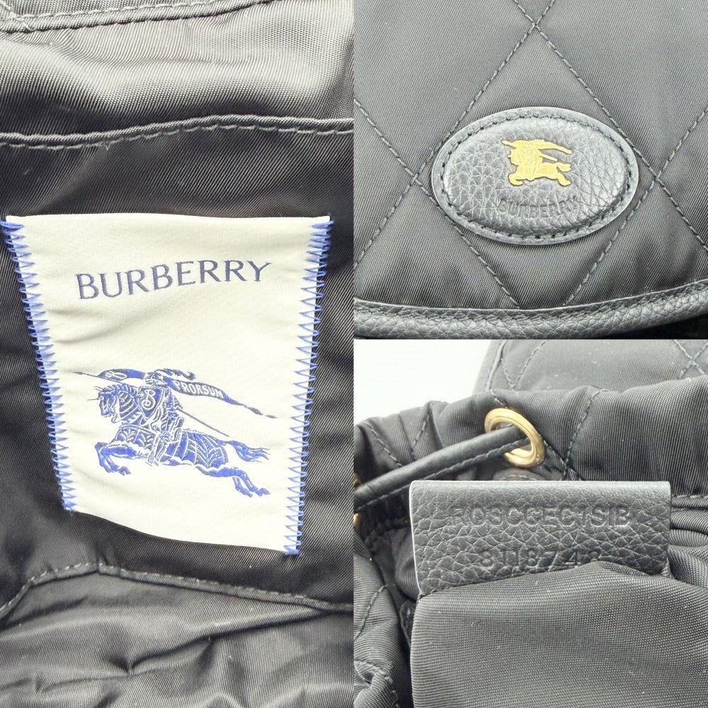 【開店SALE】 BURBERRY バーバリー リュック キルティング ミニ ホースシュー バックパック ノバチェック 8118748 ナイロン ブラック 黒 ベージュ ゴールド金具 レディース【中古品】