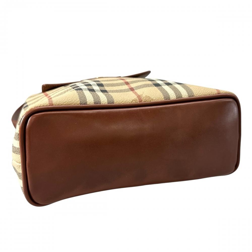 BURBERRY バーバリー リュック ノバチェック シャドーホース ヴィンテージ PVC レザー ブラウン 茶 ゴールド金具 レディース【中古品】
