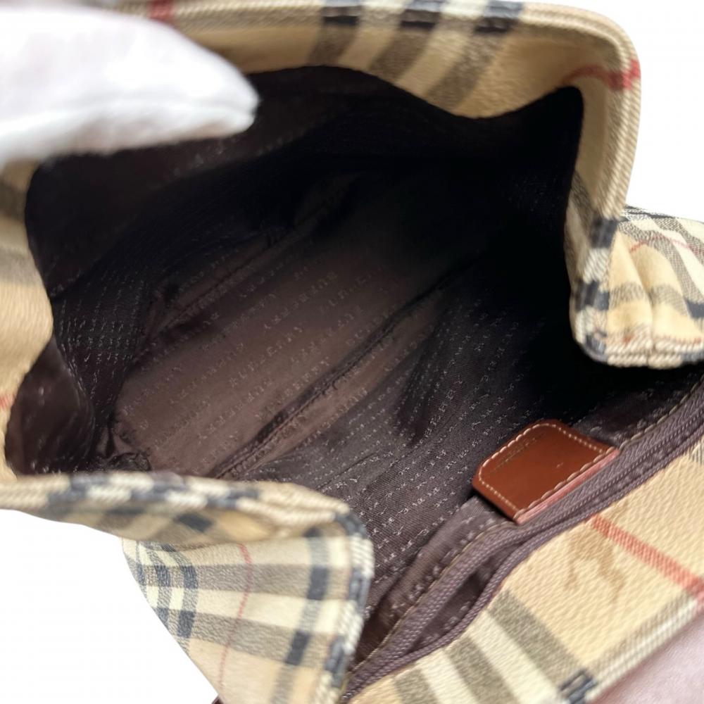 BURBERRY バーバリー リュック ノバチェック シャドーホース ヴィンテージ PVC レザー ブラウン 茶 ゴールド金具 レディース【中古品】