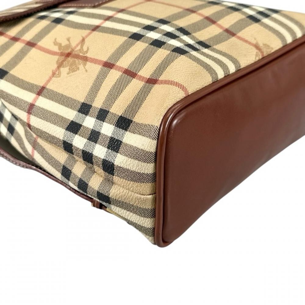 BURBERRY バーバリー リュック ノバチェック シャドーホース ヴィンテージ PVC レザー ブラウン 茶 ゴールド金具 レディース【中古品】