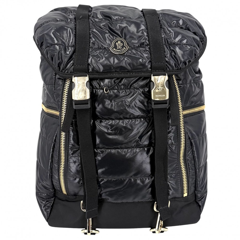 MONCLER モンクレール リュック バックパック ナイロン ブラック 黒 ゴールド金具 メンズ【中古品】