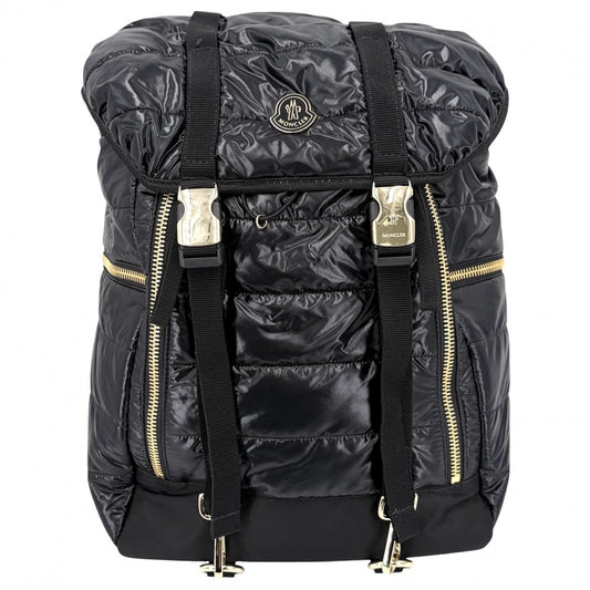 MONCLER モンクレール リュック バックパック ナイロン ブラック 黒 ゴールド金具 メンズ【中古品】