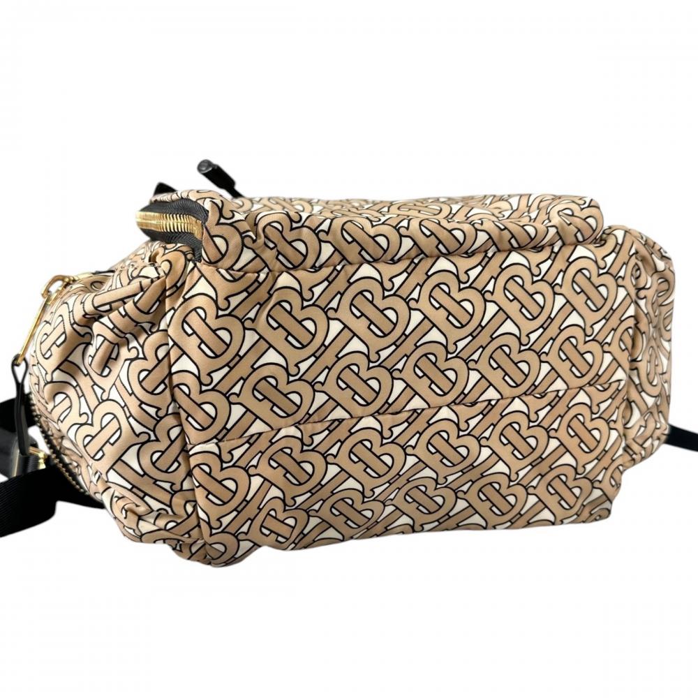 BURBERRY バーバリー リュック TBモノグラム バックパック 8011638 ナイロン ベージュ ホワイト 白 ゴールド金具 レディース【中古品】