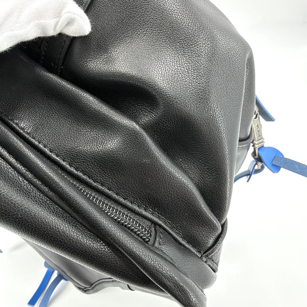 TUMI トゥミ リュック Alpha 3 バックパック レザー ブラック 黒 ブルー 青 シルバー金具 メンズ【中古品】