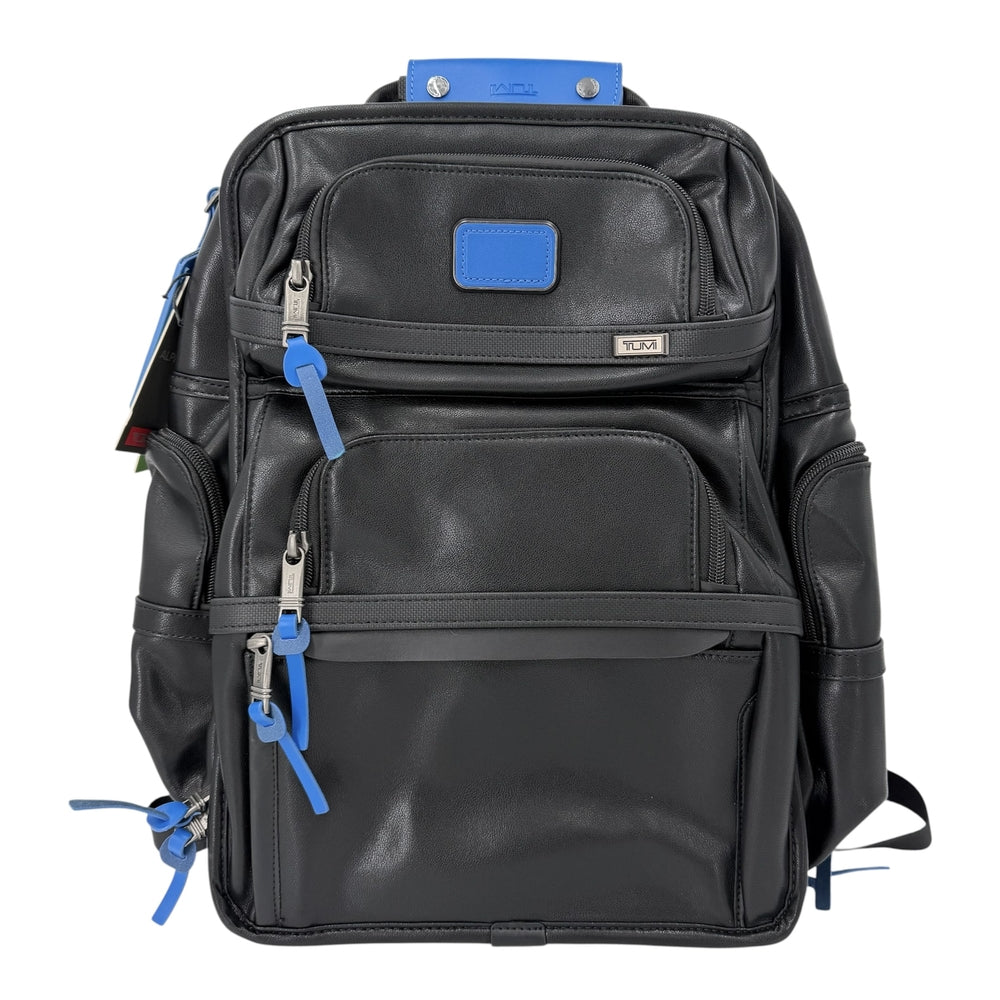 TUMI トゥミ リュック Alpha 3 バックパック レザー ブラック 黒 ブルー 青 シルバー金具 メンズ【中古品】