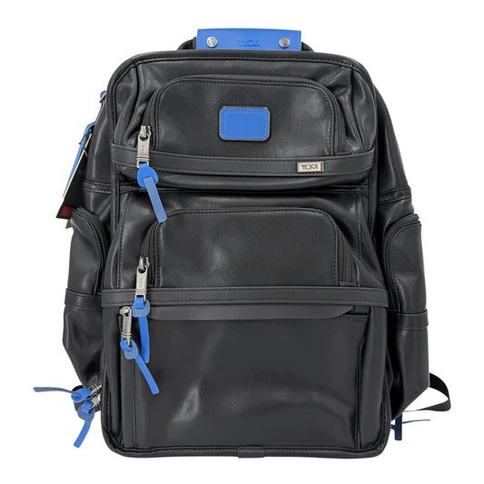 TUMI トゥミ リュック Alpha 3 バックパック レザー ブラック 黒 ブルー 青 シルバー金具 メンズ【中古品】