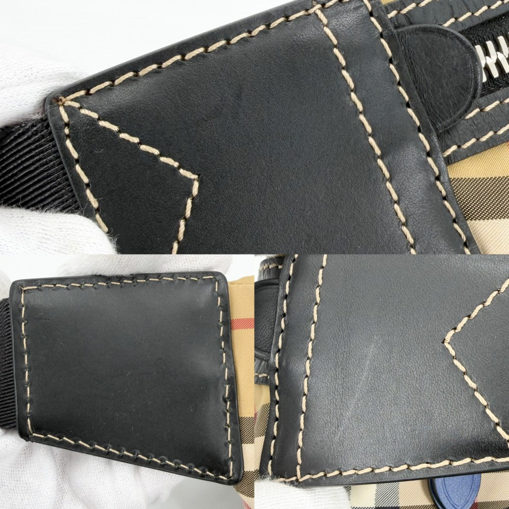 【開店SALE】 BURBERRY バーバリー ボディバッグ ヴィンテージチェック ベルトバッグ ウエストポーチ 8005521 ナイロン ベージュ ブラック 黒 ブラック金具 メンズ【中古品】