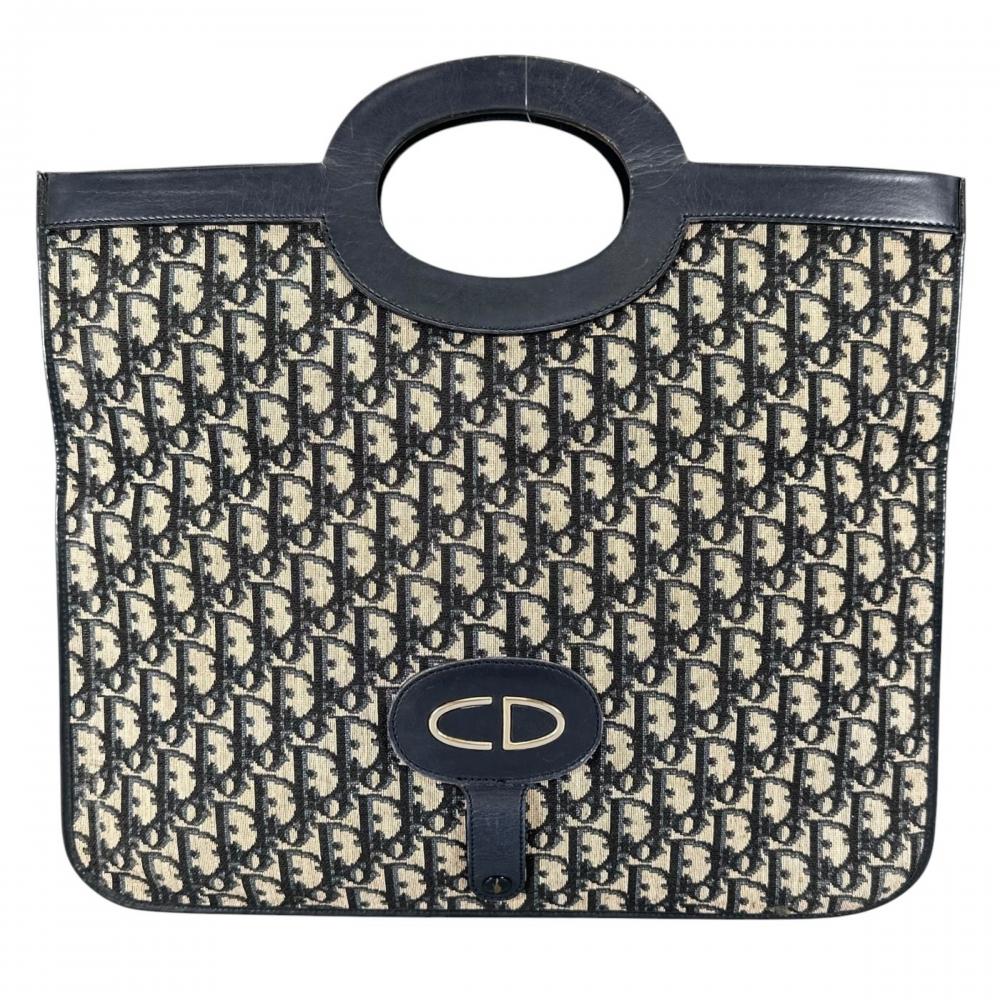 Christian Dior クリスチャンディオール ハンドバッグ オブリーク キャンバス レザー ゴールド金具 レディース【中古品】