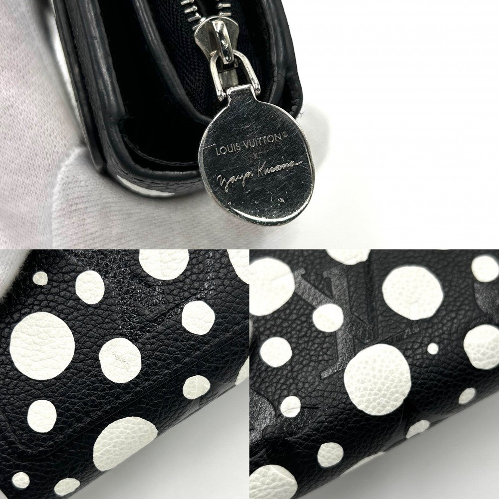 LOUIS VUITTON ルイヴィトン 三つ折り財布 LV×YK ポルトフォイユクレア コンパクト 草間彌生 モノグラムアンプラント ミニウォレット ブラック 黒 水玉模様 M81963 ノワール シルバー金具 レディース【中古品】