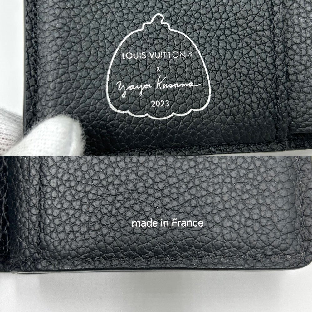LOUIS VUITTON ルイヴィトン 三つ折り財布 LV×YK ポルトフォイユクレア コンパクト 草間彌生 モノグラムアンプラント ミニウォレット ブラック 黒 水玉模様 M81963 ノワール シルバー金具 レディース【中古品】