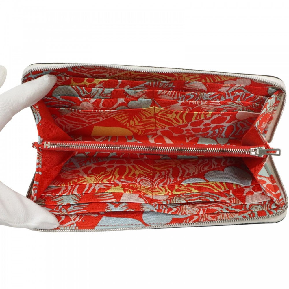 HERMES エルメス 長財布 アザップロングシルクイン ワイルド ロングウォレット AZAP LONG SILK IN Ｂ レザー ホワイト 白 シルバー金具 レディース 2023年【中古品】
