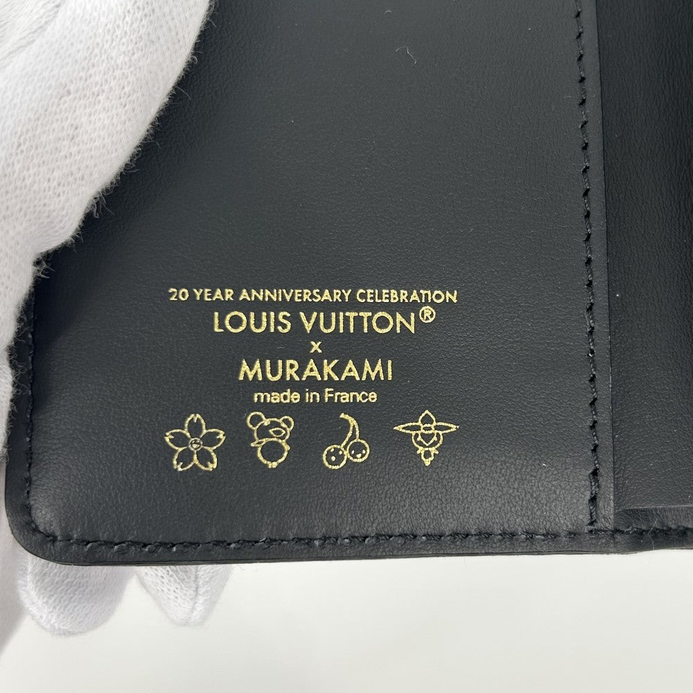 LOUIS VUITTON ルイヴィトン 二つ折り財布 LV×TM ポルトフォイユルー コンパクトウォレット 村上隆 モノグラム M13829 ラムスキン ブラック 黒 マルチカラー ゴールド金具 レディース【中古品】